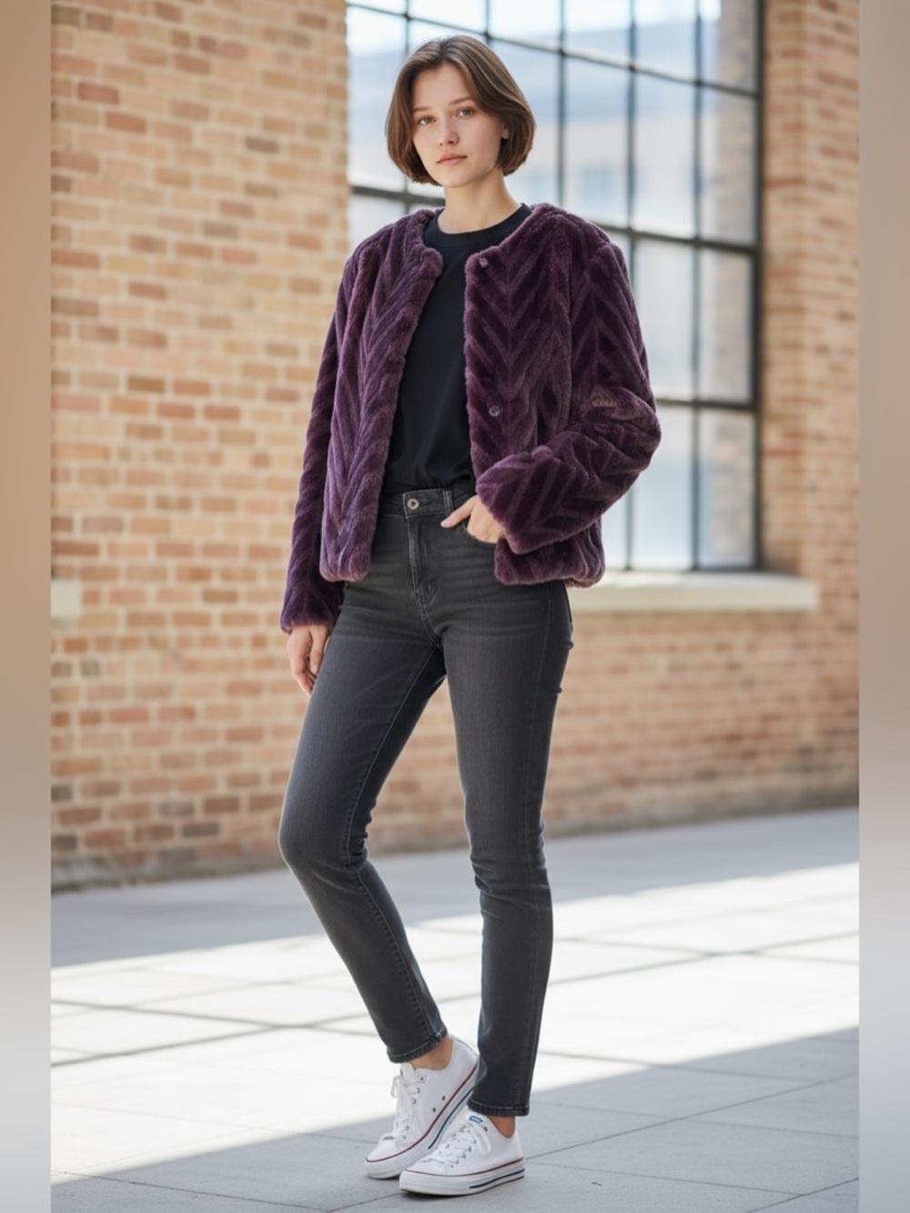 Calvin Klein Evening Shrug Jacket Capelet Faux Fur Medium Chocolate Brown